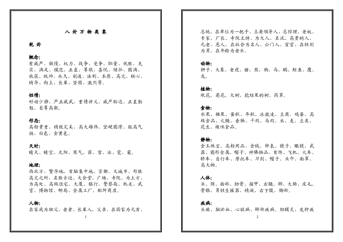 八卦万物类象 第 1 页